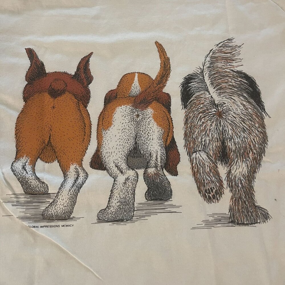 VTG Hanes Heavyweight 50/50 3 Dogs Double Side SS T-shirt Made In USA, Sz M NWT - Picture 4 of 9